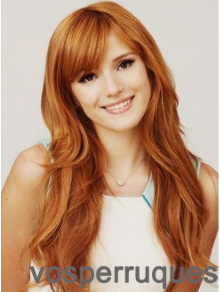 Avec Frange Longue Cuivre Ondulé 22 pouces Coiffures Cheveux Humains Bella Thorne Perruques