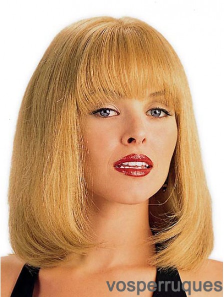 Perruque de cheveux humains blonde avec une longueur d'épaule de style droit