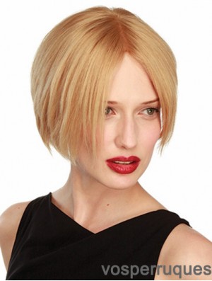 Straight Short Blonde 6 inch Lace Front Soft Bob Wigs