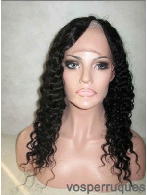 16 pouces Lace Front Curly Black Discount U Part Perruques