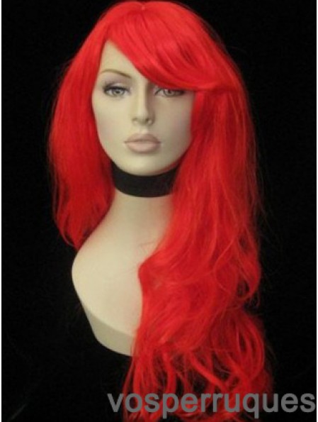Avec frange longue rouge ondulée 20 pouces à la mode perruques de cheveux humains