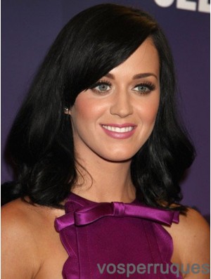 16 pouces longueur d'épaule noire idéale droite avec frange perruques Katy Perry