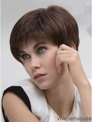 Brown Straight Cropped Boycuts Lace Front Perruques pas chères UK Sale