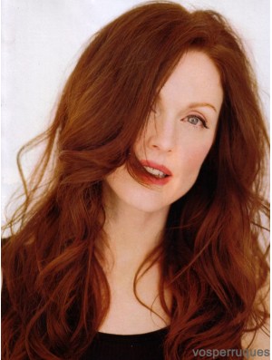 Sans Frange Longue Cuivre Ondulé 20 pouces Grands Cheveux Humains Julianne Moore Perruques