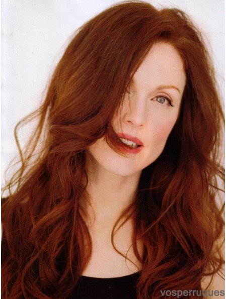 Sans Frange Longue Cuivre Ondulé 20 pouces Grands Cheveux Humains Julianne Moore Perruques