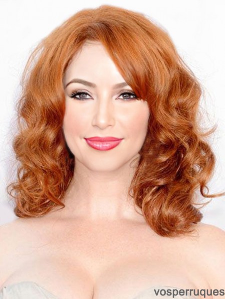 Perruques en dentelle pleine de cheveux humains Christina Hendricks Longueur d'épaule Cropped Color Wavy Style