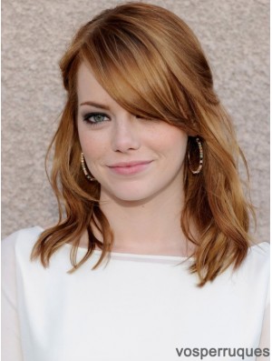 100% noué à la main avec des franges longueur d'épaule 16 pouces de haute qualité cheveux humains Emma Stone perruques