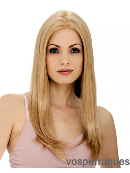 24 pouces Blonde longue couche droite perruques de dentelle de flexibilité