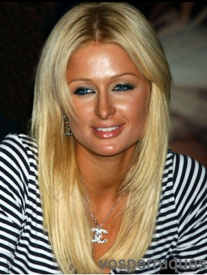 Paris Hilton Wig 100% Hand Tied Remy Human Blonde Color