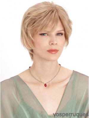 Monofilament Straight Layered Chin Longueur 8 pouces Perruques de cheveux humains incroyables