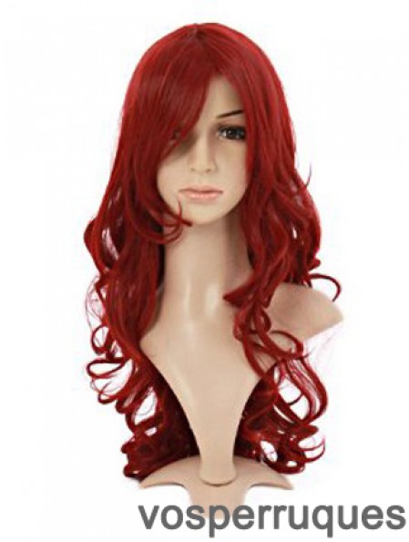 Ondulé avec frange Lace Front Style 20 pouces rouge perruques longues