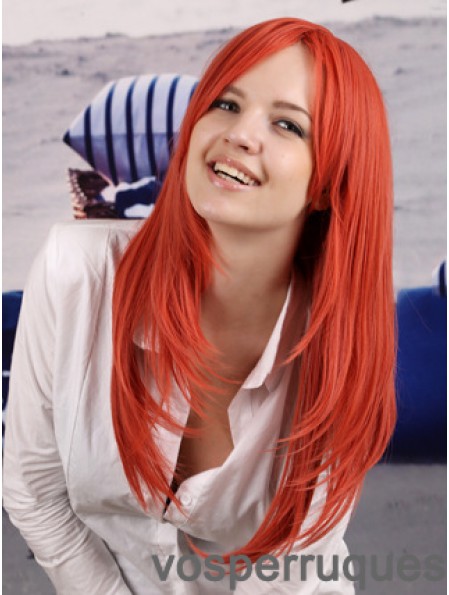 Style droit de longue longueur de couleur rouge de perruques d'avant de dentelle avec Remy