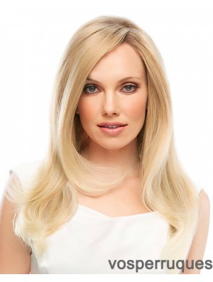 18 pouces Blonde longue couche droite perruques en dentelle conçues
