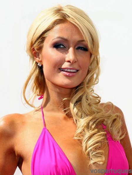 Lace Front Long Wavy Without Bangs Blonde convenable Paris Hilton Perruques