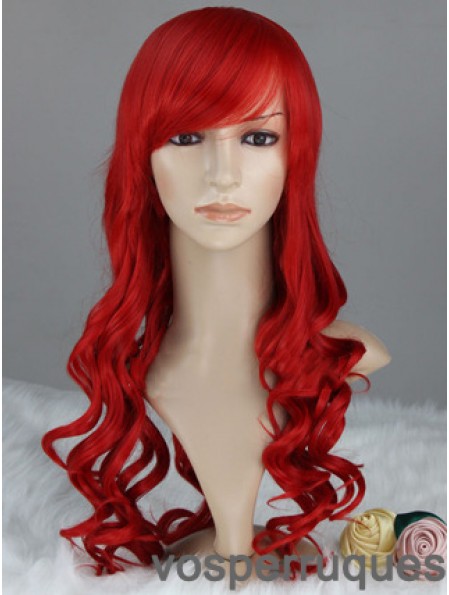 Wavy With Bangs Lace Front Discount 22 pouces rouge longues perruques