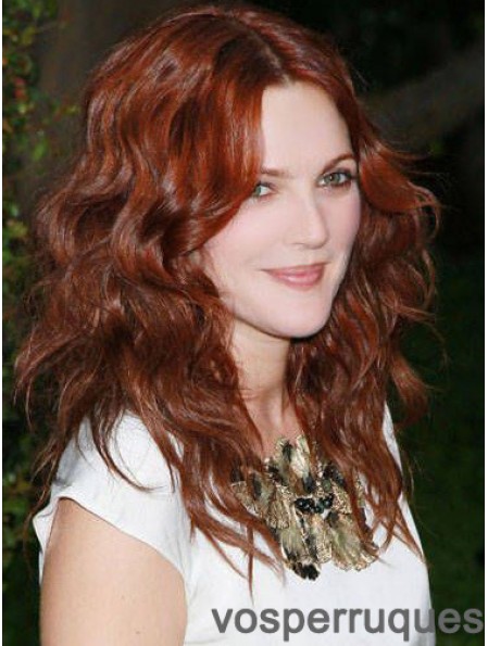 Without Bangs Long Copper Wavy 16 inch Gorgeous Human Hair Drew Barrymore Wigs