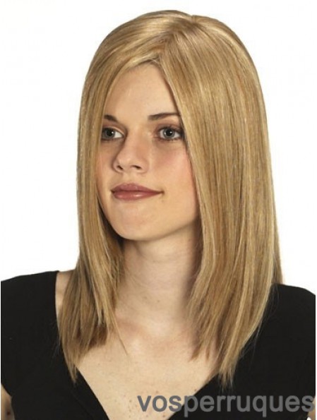 Sans frange No-Fuss Straight Blonde Perruques de cheveux longs humains