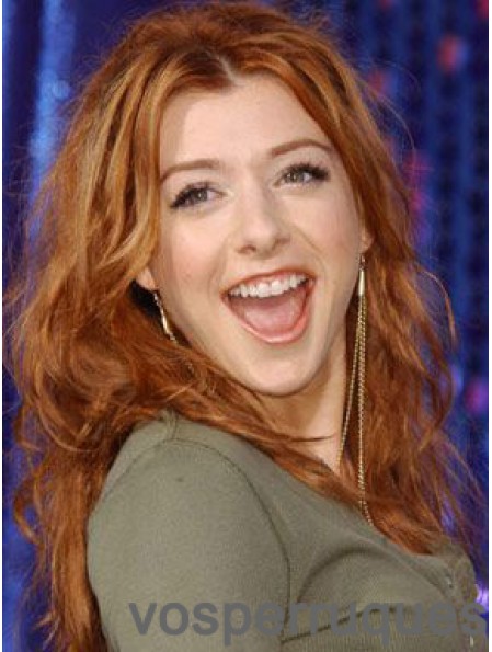 Without Bangs Long Copper Wavy 20 inch New Human Hair Alyson Hannigan Wigs