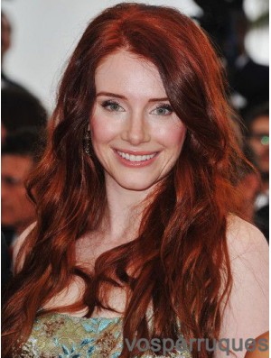Without Bangs Long Copper Wavy 20 inch Cheapest Human Hair Bryce Dallas Howard Wigs