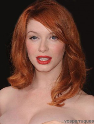 Lace Front Wavy With Bangs épaule Longueur 16 pouces conçu cheveux humains Christina Hendricks perruques