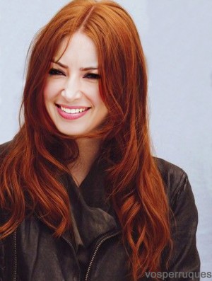 Sans frange longue cuivre droite 20 pouces magnifiques cheveux humains perruques Karen Gillan