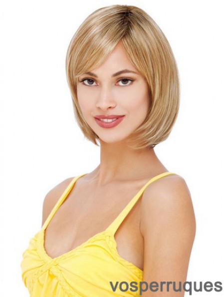 Perruques de cheveux humains mono glamour avant de dentelle blonde avec une longueur de menton