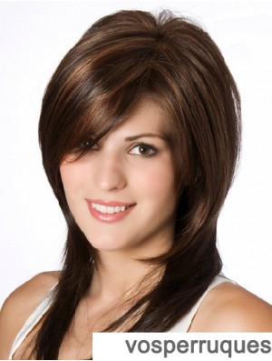 Perruque Lisse Marron Layered 14 pouces Cheveux Naturels