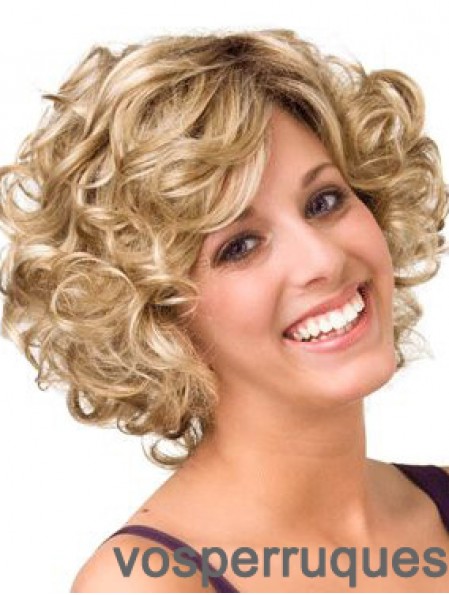 Bouclés Blonde Layered 10 pouces Acheter Perruques de cheveux humains