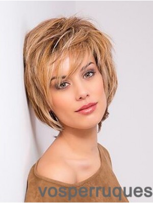 Blonde Monofilament Droite Bobs 10 pouces Cuivre Cuivre Longueur Cheveux Humains Avant de Lacet Perruques