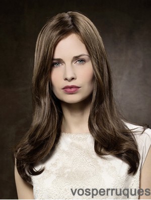 100% Hand-tied Straight Without Bangs 16 inch Brown Long Buy Human Hair Wigs