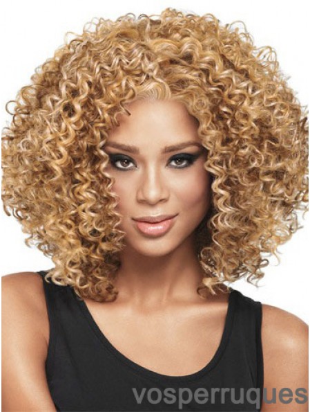 Style de cheveux africains avec une longueur d'épaule de couleur blonde style capless Kinky