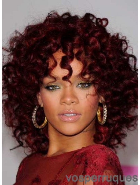 Rihanna couleur rouge longueur d'épaule Kinky Style coupe en couches pour les femmes afro-américaines