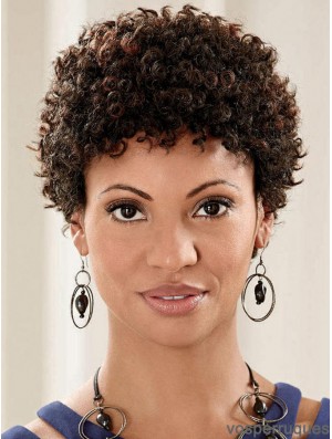 Perruque de cheveux africains avec dentelle pleine Remy Style Kinky humain