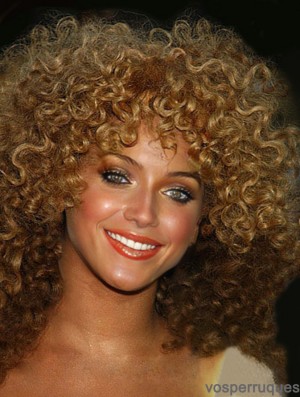 11 pouces Caples Synthétique Blonde Classique Kinky Curly Lace Wigs