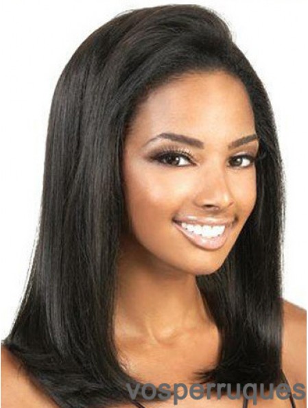 Pas cher couleur noire Yaki Style épaule longueur avant de lacet perruques pour les femmes noires