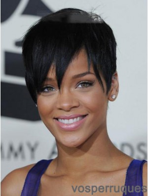 Rihanna perruque à vendre avec dentelle devant longueur courte couleur noire
