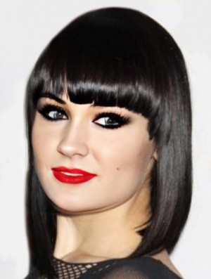 Capless synthétique Yaki Bobs noir épaule Jessie J perruques