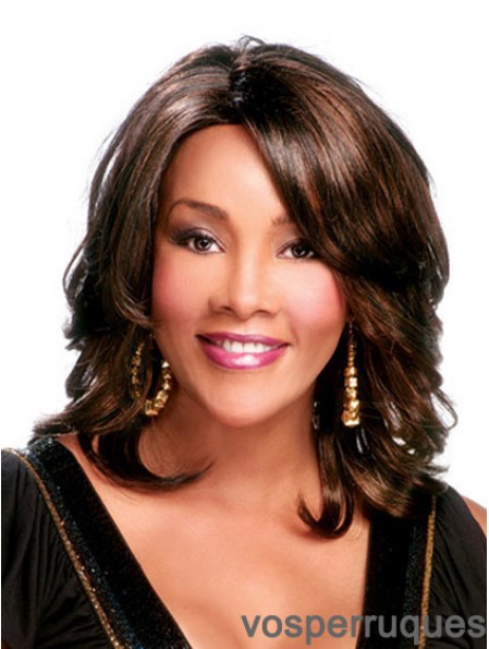 Curly Layered Shoulder Length moins cher Brown Synthetic Wigs