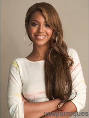 Brésilienne 24  inchavant de lacet brun ondulé avec frange perruques Beyonce