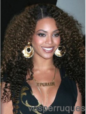Remy Human Capless Kinky Long Brown Natural Hair Wing Like Beyonce