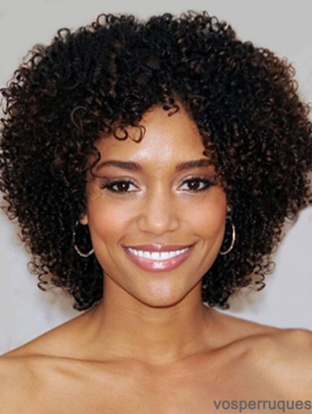 Perruques courtes de cheveux humains crépus pour les femmes afro-américaines noires avec avant en dentelle
