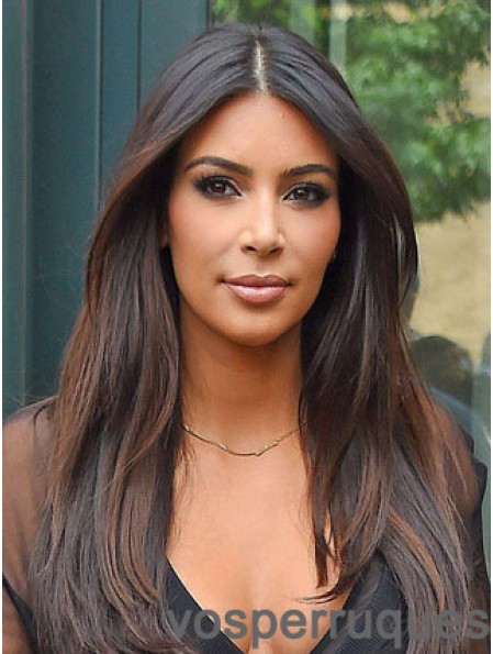 Auburn Straight Lace Front Natural 24 pouces Perruques Kim Kardashian