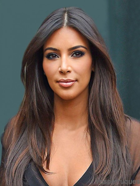 Auburn Straight Lace Front Natural 24 pouces Perruques Kim Kardashian