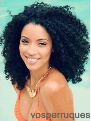 Shoulder Lace Front Remy Human Black Kinky Curly Afro Wig