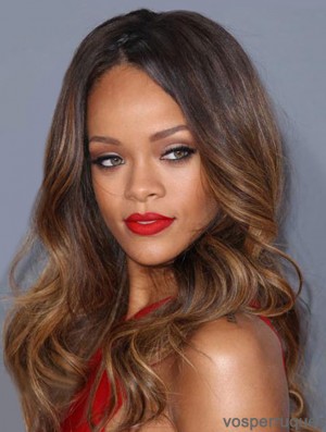 Perruque de style Rihanna avec dentelle avant longue couleur marron