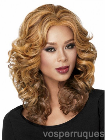 Perruque afro-américaine bouclée pleine dentelle avec une couleur blonde capless