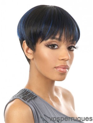 Cropped Black Straight Boycuts New African American Wigs