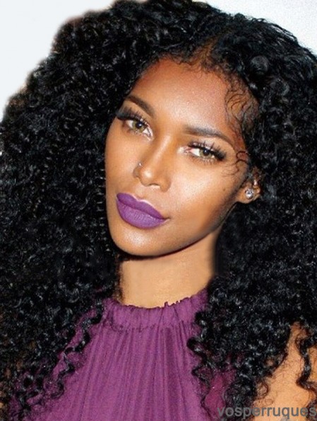 Indian Remy 22 pouces Kinky longues perruques de dentelle noire pour les femmes afro-américaines