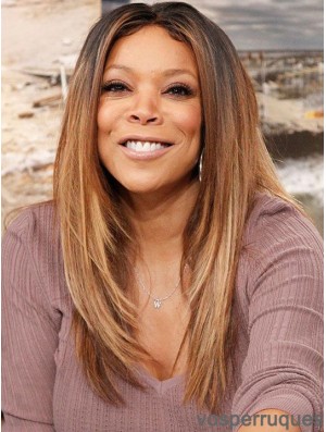 Remy Human Ombre / 2 Lace Front Long Straight Get Wendy Williams Perruques