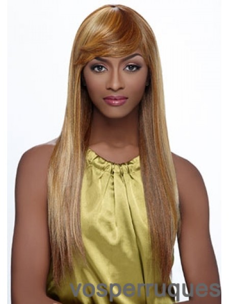 Longue blonde droite avec frange perruques afro-américaines à la mode